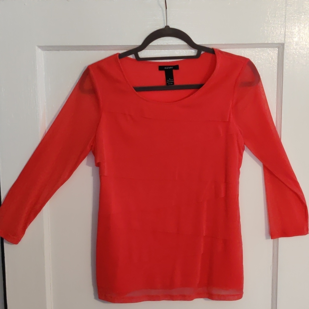 Salmon colored women's 3/4 sleeve top